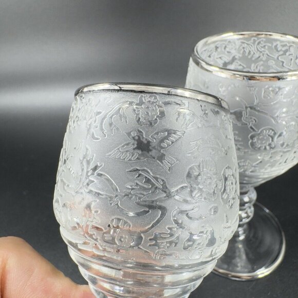 Paden City Glass SPRING ORCHARD Footed Goblet Set 3 Clear Footed Crystal Glasses - Picture 3 of 10